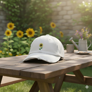 Minimalistische Zonnebloem Geborduurd Honkbal Pet