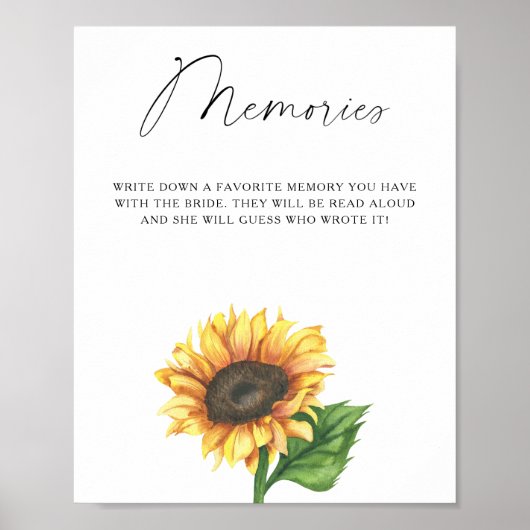 Minimalistische zonnebloem herinneringen met de br poster (Voorkant)