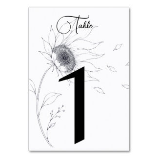 Minimalistische Zonnebloem Huwelijk Tafel Nummers Kaart