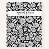 Minimalistische Zonnebloem Zwart en Wit Notitieboek (Voorkant)