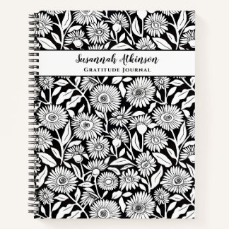 Minimalistische Zonnebloem Zwart en Wit Notitieboek