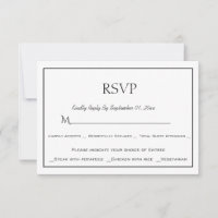 Minimalistische Zwart en Wit Menu Keuze RSVP Kaart