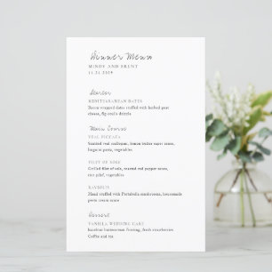 Minimalistische Zwart en Wit Moderne Trouwmenu