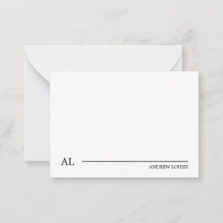 Minimalistische Zwart en Wit Monogram Lijn Zakelij Notitiekaartje