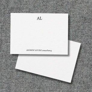 Minimalistische Zwart en Wit Monogram Zakelijk Notitiekaartje