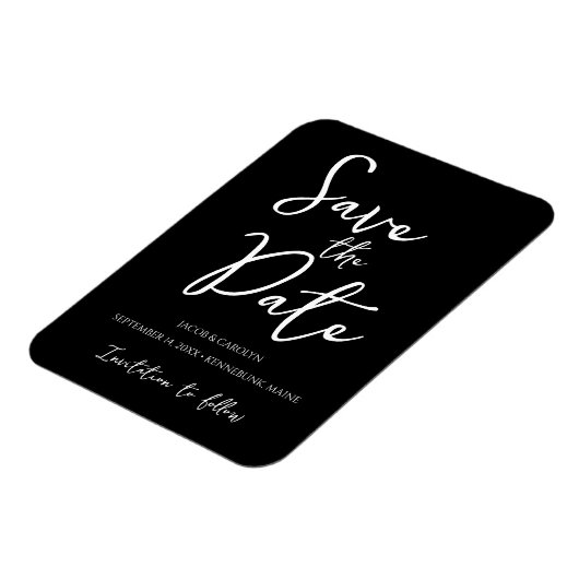 Minimalistische Zwart en Wit Save the Date Magneet (Linkerzijde)