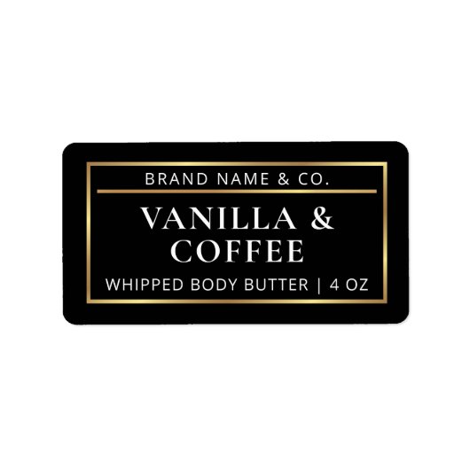 Minimalistische Zwart & Goud Body Butter Jar Produ Etiket (Voorkant)