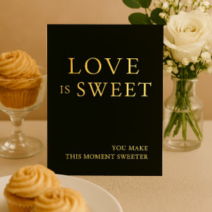Minimalistische Zwart & Goud Dessert Tafel Teken F Folie Feestdagenkaart