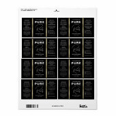 Minimalistische Zwart & Goud Hair Oil Dropper Fles Etiket (Full Sheet)