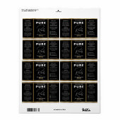 Minimalistische Zwart & Goud Hair Oil Dropper Fles Etiket (Full Sheet)