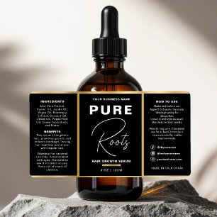 Minimalistische Zwart & Goud Hair Oil Dropper Fles Etiket