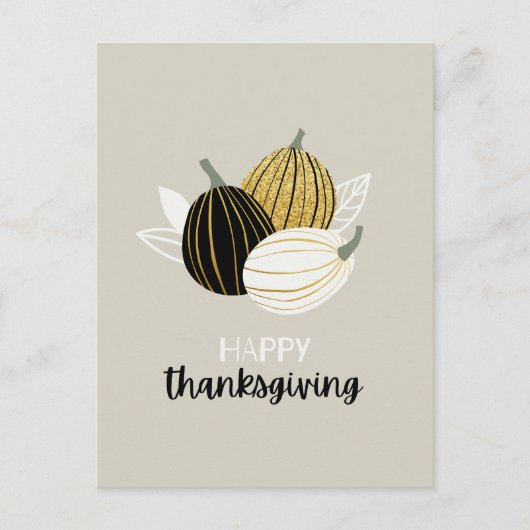 Minimalistische zwart-gouden Thanksgiving Briefkaart (Voorkant)