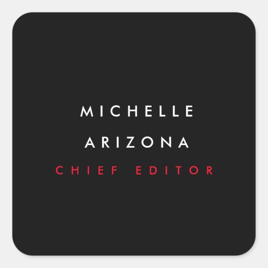 Minimalistische Zwart Rood Professionele Moderne N Vierkante Sticker (Voorkant)