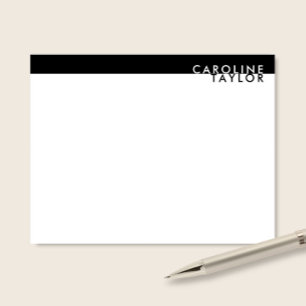 Minimalistische Zwart & Wit Aangepaste Naam Briefp Notitiekaartje