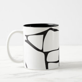Minimalistische zwart-wit abstracte stenenpatroon tweekleurige koffiemok