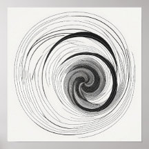 Minimalistische zwart-wit Abstracte vortex