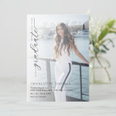 Minimalistische zwart-wit afstudeerfeest kaart (Staand voorkant)