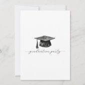 Minimalistische zwart-wit afstudeerfeest kaart (Achterkant)