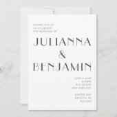 Minimalistische Zwart-Wit Art Deco Foto Bruiloft Kaart (Voorkant)