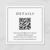 Minimalistische zwart-wit blad bruiloft details informatiekaartje (Voorkant)