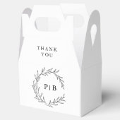 Minimalistische zwart-wit blad moderne bruiloft bedankdoosjes (Geopend)