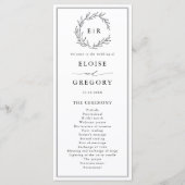 Minimalistische zwart-wit blad moderne bruiloft programma (Voorkant)