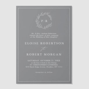 Minimalistische zwart-wit blad moderne bruiloft vellum uitnodigingen