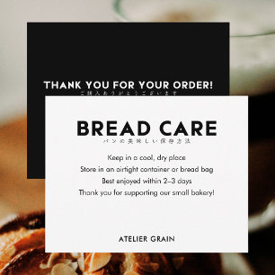 Minimalistische Zwart-Wit Brood Verzorgingsinstruc Bedankkaart