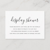 Minimalistische zwart-wit bruids display douche informatiekaartje (Voorkant)