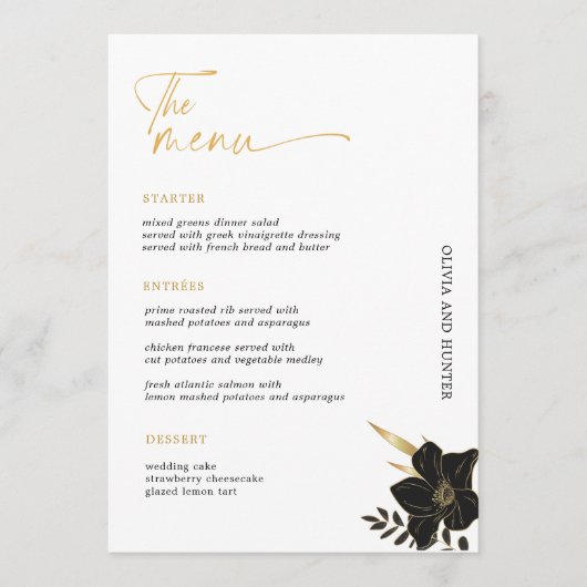 Minimalistische zwart-wit bruiloft Drinken Bar Men Menu (Voorkant)