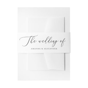 Minimalistische zwart-wit bruiloft   elegant scrip uitnodigingen wikkel