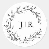 Minimalistische zwart-wit bruiloft envelop zegel (Voorkant)