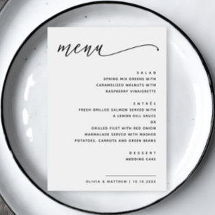 Minimalistische zwart-wit bruiloft Modern script Menu