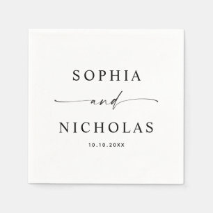 Minimalistische zwart-wit bruiloft Modern script Servet