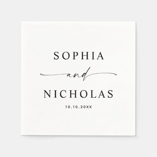 Minimalistische zwart-wit bruiloft | Modern script Servet (Voorkant)