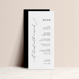 Minimalistische zwart-wit bruiloft platte menu