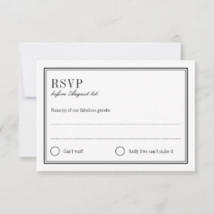 Minimalistische zwart-wit bruiloft reactie Kaart