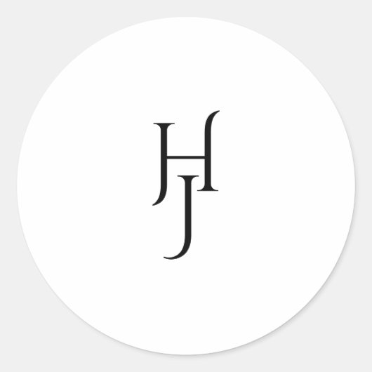 Minimalistische zwart wit bruiloft ronde Sticker (Voorkant)