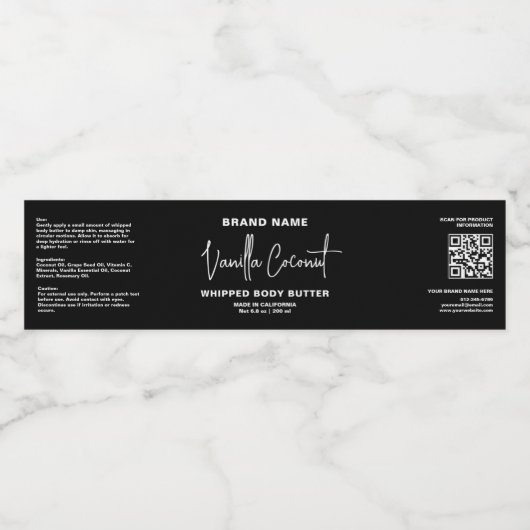 Minimalistische Zwart Wit Cosmetische Jar Wrapper Waterfles Etiket (Enkel label)