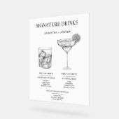 Minimalistische zwart-wit Drink Menu Kaart Acryl Bord (Hoek)