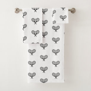 Minimalistische zwart & wit elegante tennisrackets bad handdoek