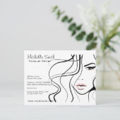 Minimalistische zwart-wit elegante vrouwelijke mak briefkaart (Staand voorkant)