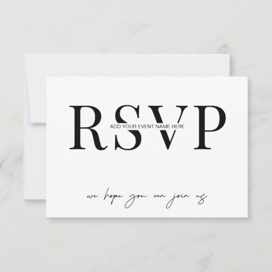 Minimalistische Zwart-Wit Eten Zakelijke Evenement RSVP Kaartje (Voorkant)