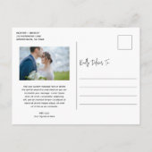 Minimalistische zwart-wit foto bruiloft Dank u Briefkaart (Achterkant)