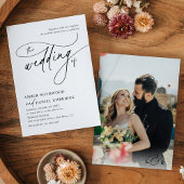 Minimalistische zwart-wit foto bruiloft kaart