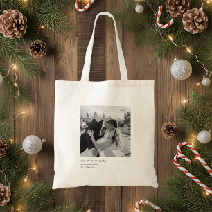 Minimalistische zwart-wit foto Kerstcadeau Tote Bag
