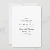 Minimalistische zwart-wit foto klassiek schrift save the date (Voorkant)