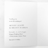 Minimalistische zwart-wit foto moderne bruiloft drieluik uitnodiging (Binnenzijde eerst)