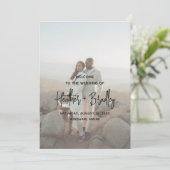 Minimalistische zwart-wit foto moderne bruiloft programma (Staand voorkant)