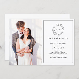 Minimalistische zwart-wit foto moderne bruiloft save the date